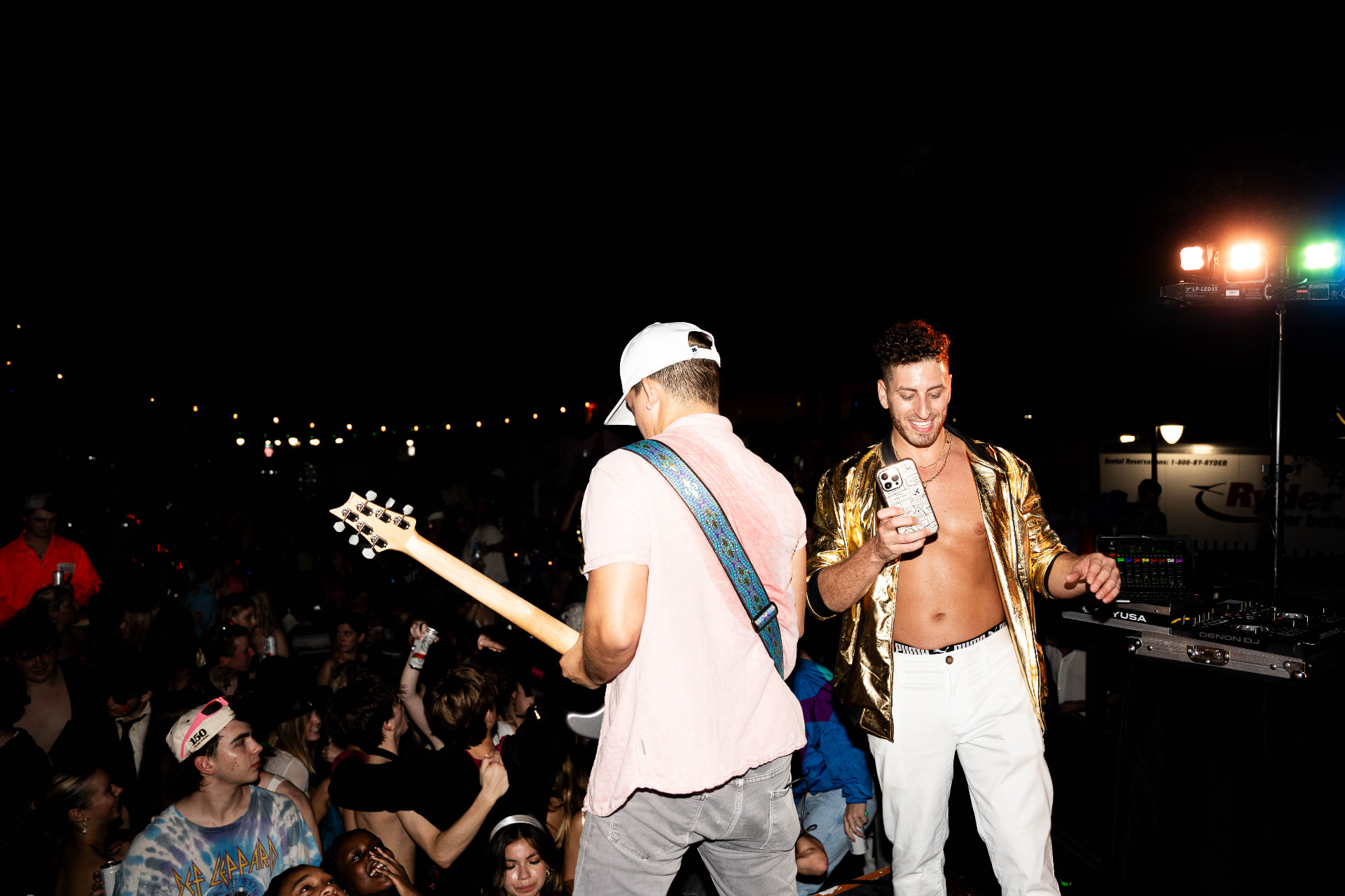 Mixmode DJ and live electric guitarist performing at a college chapter event