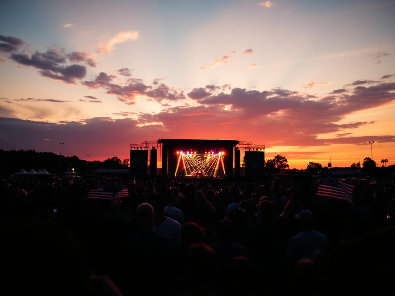 Golden-hour crowd during a Mixmode set