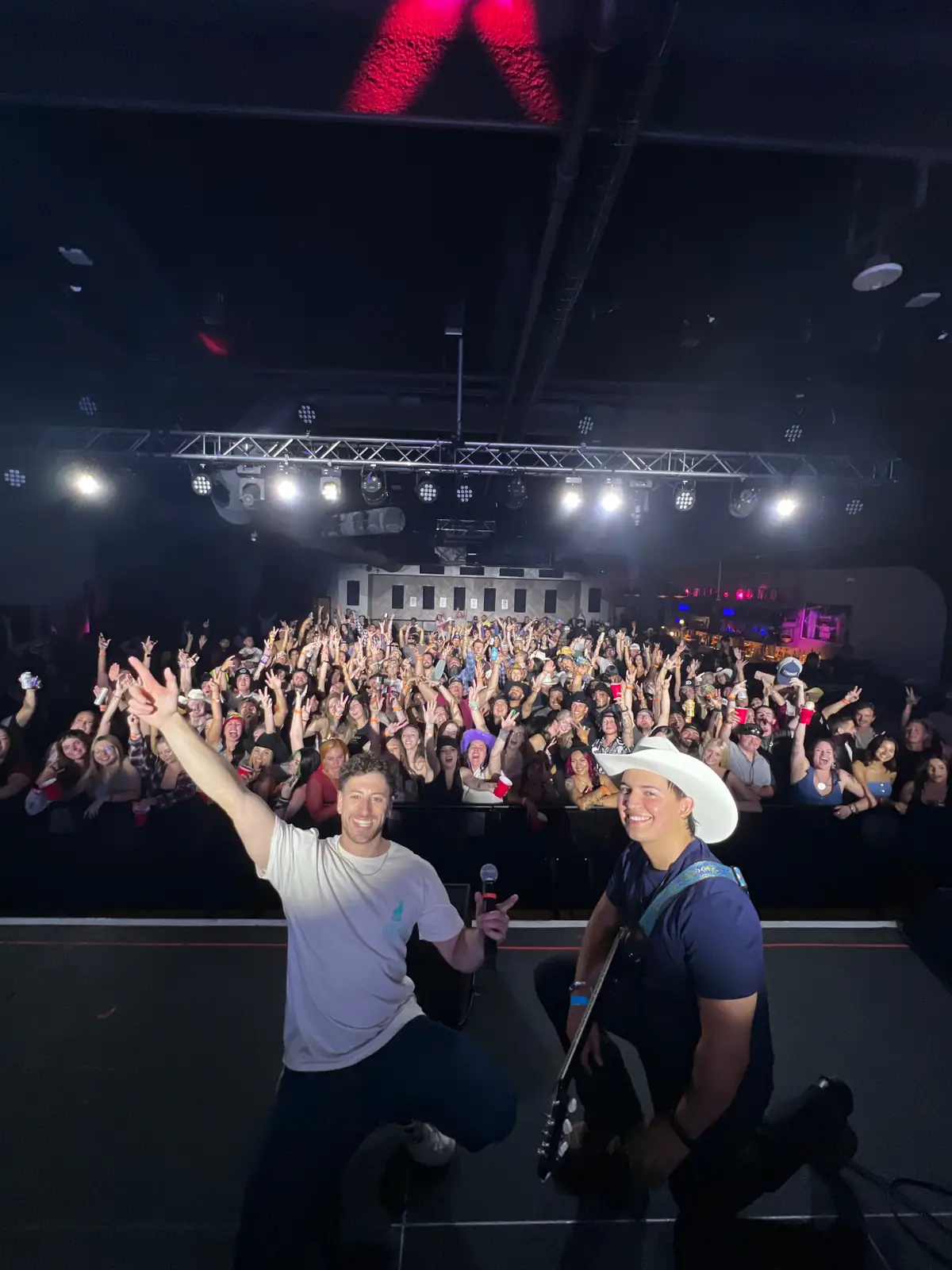 Jordan Miller and Kristian Cruz with the packed Cargo Concert Hall crowd in Reno